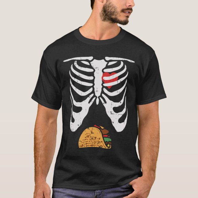 Halloween Dad Skeleton Taco Belly Fun Pregnancy Co T-Shirt (Front)