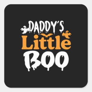 Halloween Daddy Little Boo Birthday Square Sticker
