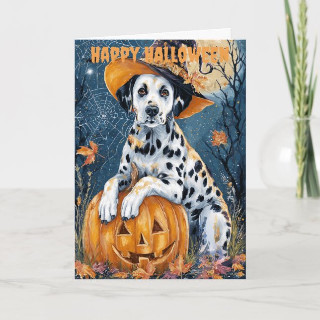 Halloween Dalmatian Dog Holiday Card (Front)