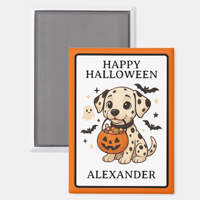 Halloween Dalmatian Dog Trick or Treat Party Magnet (Front/Back)