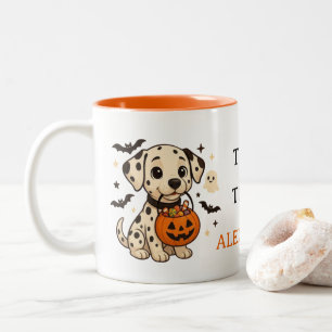 Halloween Dalmatian Dog Trick or Treat Two-Tone Coffee Mug