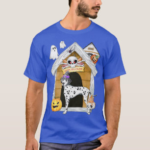 Halloween Dalmatian Dog Witch Haunted House T-Shirt