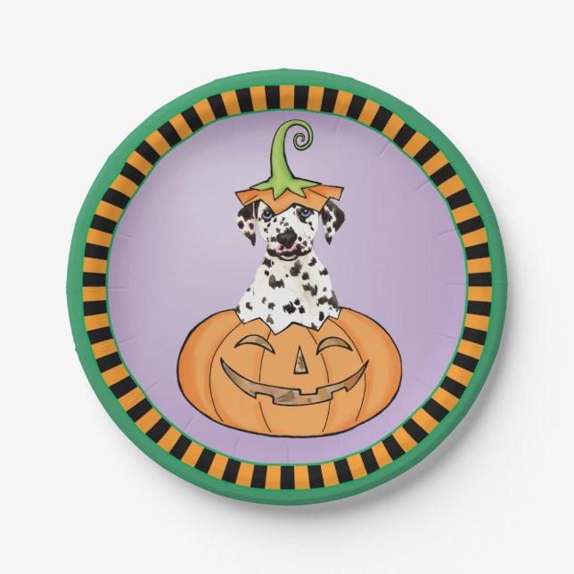 Halloween Dalmatian Paper Plate (Front)