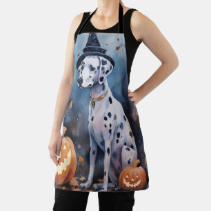 Halloween Dalmation With Pumpkins Scary Apron