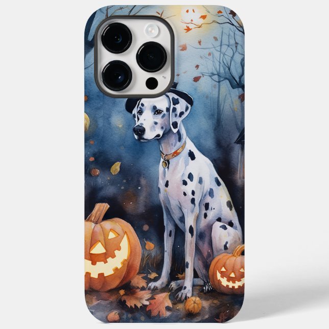 Halloween Dalmation With Pumpkins Scary Case-Mate iPhone Case (Back)