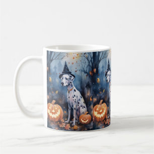 Halloween Dalmation With Pumpkins Scary Coffee Mug