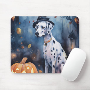 Halloween Dalmation With Pumpkins Scary Mouse Mat