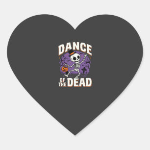 Halloween Dance of the Dead Skeleton Design Heart Sticker