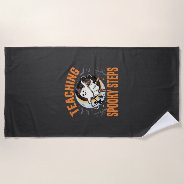 Halloween Dance Teacher Spooky Steps Beach Towel (Front)