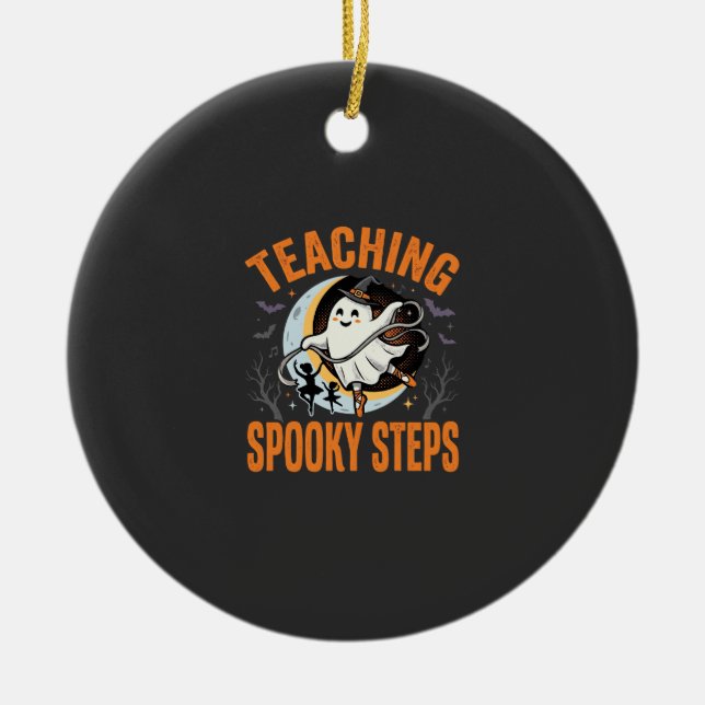 Halloween Dance Teacher Spooky Steps Ceramic Tree Decoration (Front)