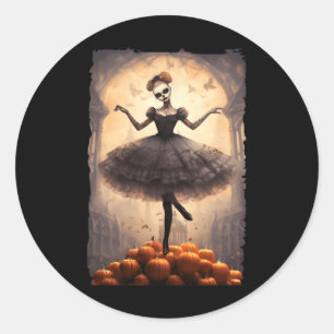 Halloween Dancer with Pumpkins Dance Top for Girls Classic Round Sticker