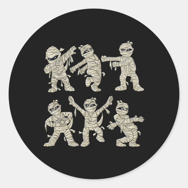 Halloween Dancing Mummy Dance Challenge Boys Girls Classic Round Sticker (Front)