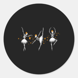 Halloween Dancing Skeleton Ballerina Ballet Women  Classic Round Sticker