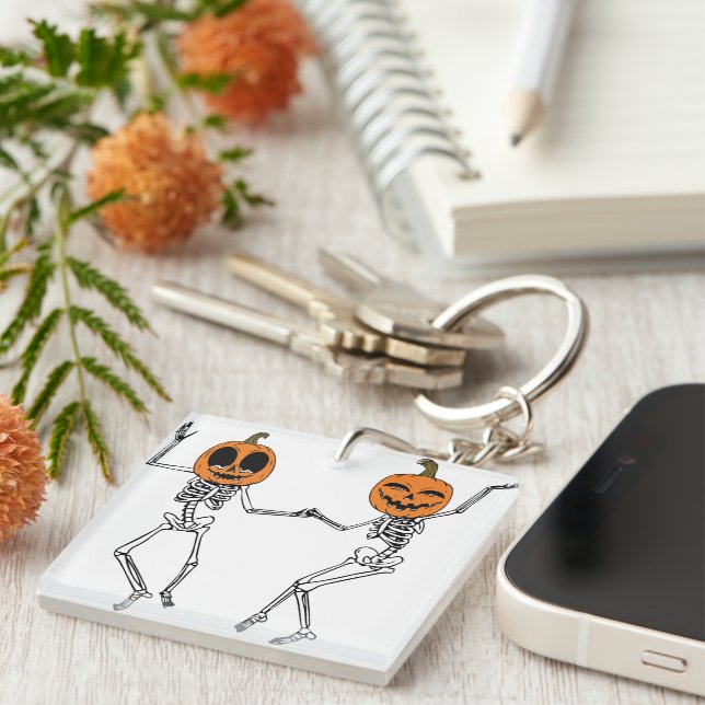 Halloween Dancing Skeleton  Key Ring (Front Right)