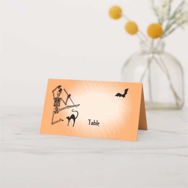 Halloween Dancing Skeleton Place Cards (Front)
