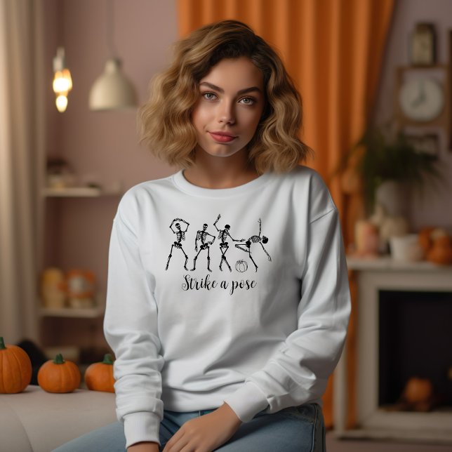 Halloween Dancing Skeleton Strike A Pose Funny Sweatshirt (Creator Uploaded)