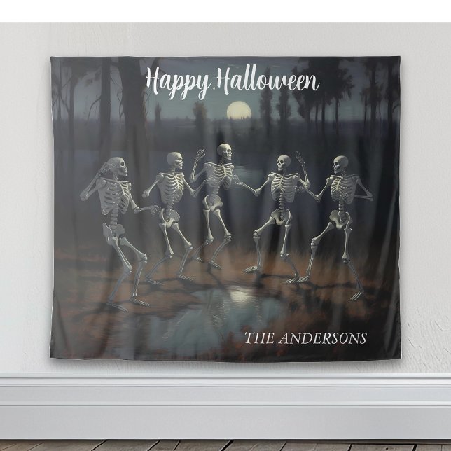 Halloween Dancing Skeletons Backdrop Tapestry (Creator Uploaded)