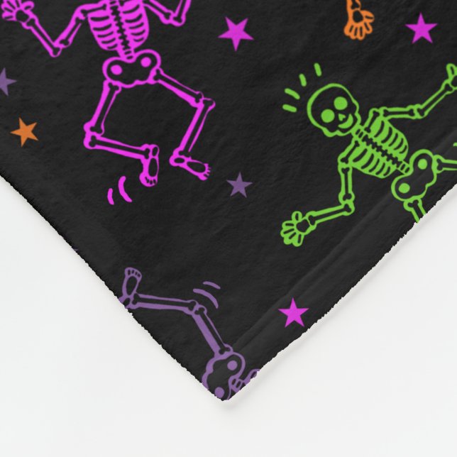 Halloween Dancing Skeletons Fleece Blanket (Corner)
