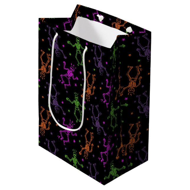 Halloween Dancing Skeletons Medium Gift Bag (Front Angled)