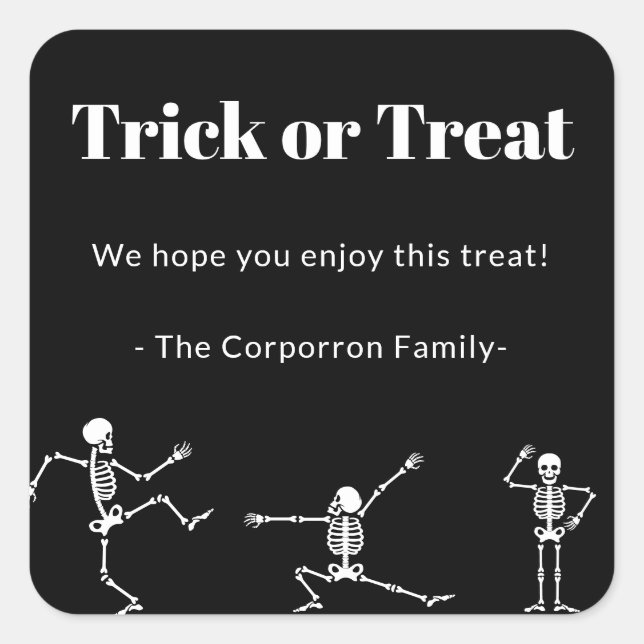 Halloween Dancing Skeletons  Square Sticker (Front)