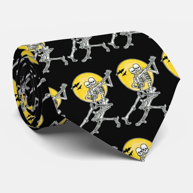Halloween Dancing Skeletons Tie (Rolled)