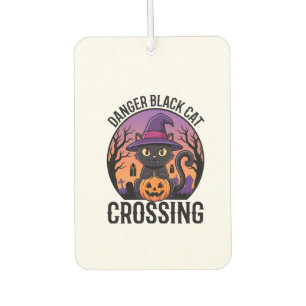 Halloween Danger Black Cat Crossing Car Air Freshener