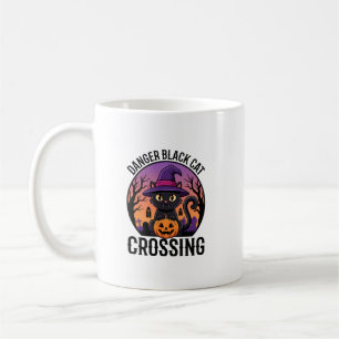 Halloween Danger Black Cat Crossing Coffee Mug