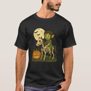 Halloween Dark Elf Goblin Troll Boy Riding Horse S T-Shirt