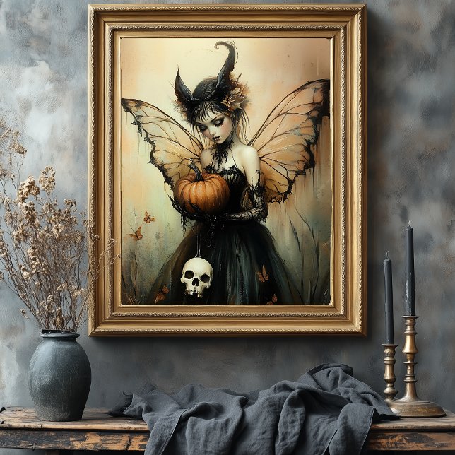 Halloween Dark Fairy with Pumpkin and Skull  Photo Print (Creator Uploaded)