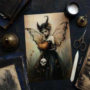 Halloween Dark Fairy with Pumpkin and Skull  Tissue Paper