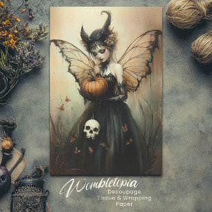 Halloween Dark Fairy with Pumpkin and Skull Tissue Paper