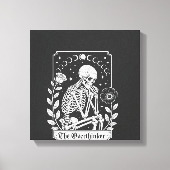 Halloween Dark Gothic Skeleton Overthinker Canvas Print (Front)