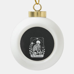 Halloween Dark Gothic Skeleton Overthinker Ceramic Ball Christmas Ornament