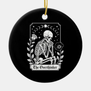 Halloween Dark Gothic Skeleton Overthinker Ceramic Tree Decoration