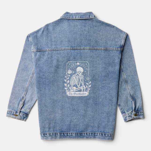 Halloween Dark Gothic Skeleton Overthinker Denim Jacket (Back)