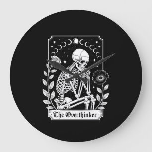 Halloween Dark Gothic Skeleton Overthinker Large Clock