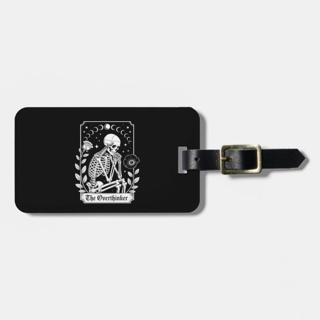 Halloween Dark Gothic Skeleton Overthinker Luggage Tag (Front Horizontal)