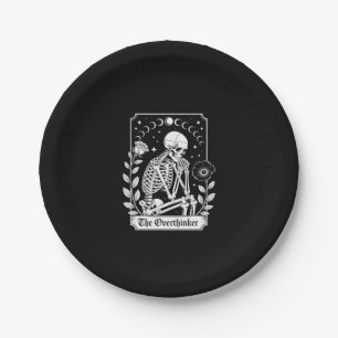 Halloween Dark Gothic Skeleton Overthinker Paper Plate