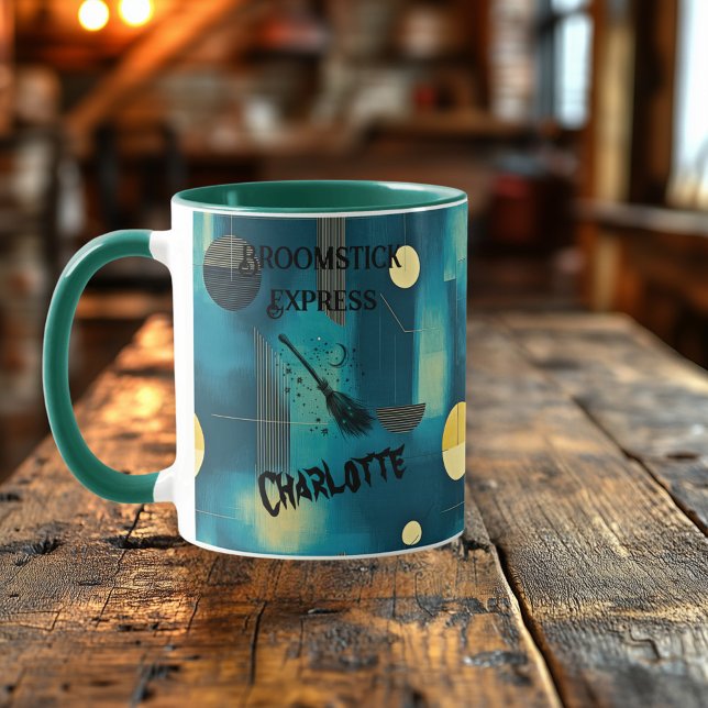 Halloween - Dark Green Spooky Broomstick Mug (Creator Uploaded)