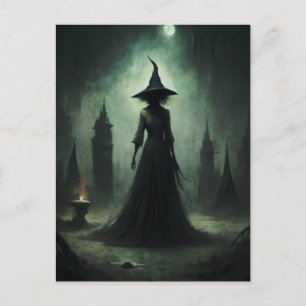 Halloween Dark Witch Postcard