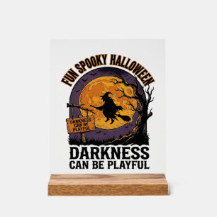 Halloween Darkness Shirt Vintage Witch Moon Design Acrylic Sign