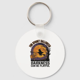 Halloween Darkness Shirt Vintage Witch Moon Design Key Ring