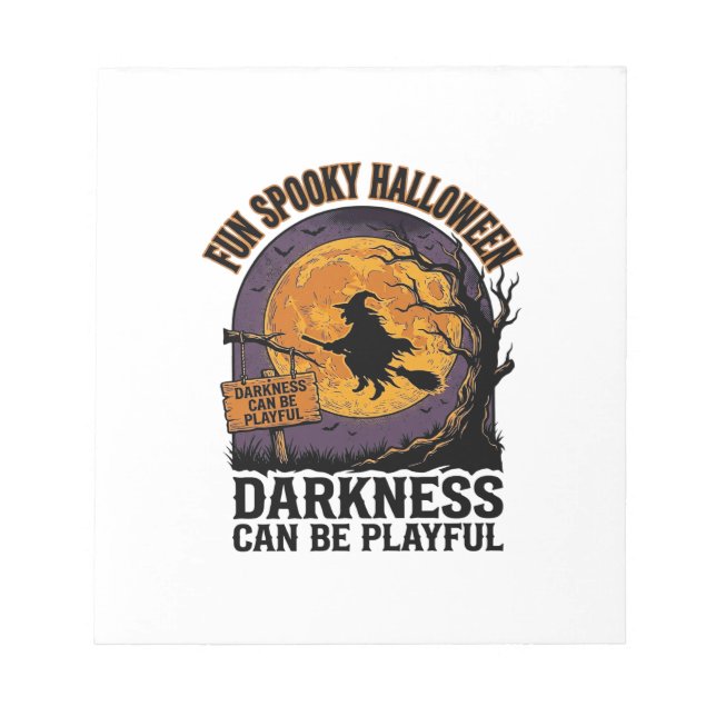 Halloween Darkness Shirt Vintage Witch Moon Design Notepad (Front)