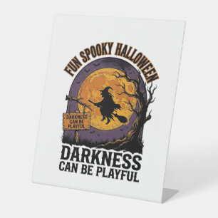 Halloween Darkness Shirt Vintage Witch Moon Design Pedestal Sign