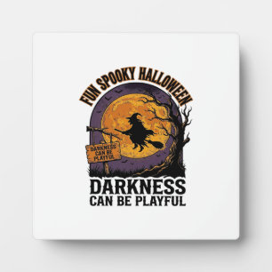 Halloween Darkness Shirt Vintage Witch Moon Design Plaque
