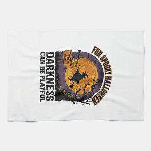 Halloween Darkness Shirt Vintage Witch Moon Design Tea Towel