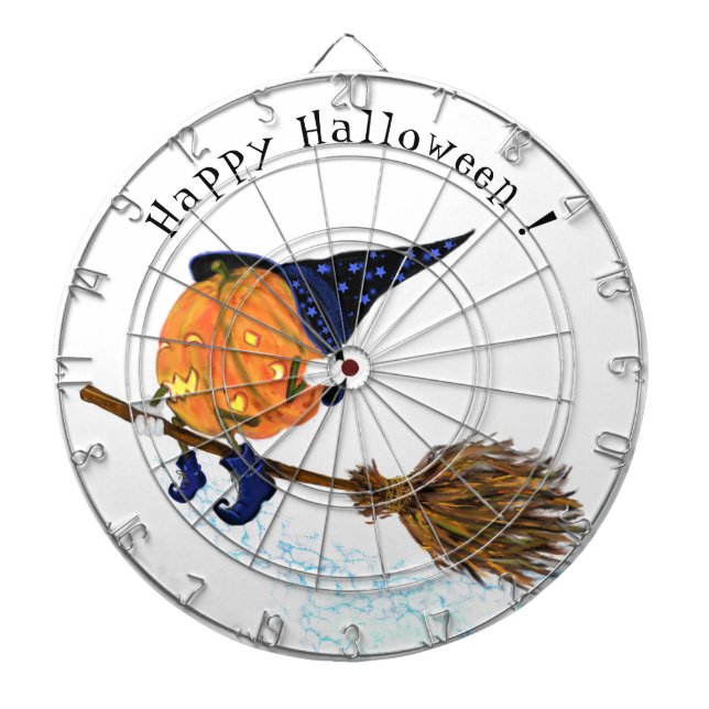 Halloween Dart Board Witch Pumpkin Flying Broom (Front)