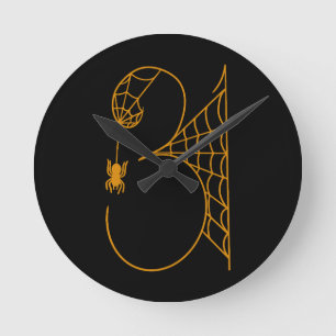 Halloween Day 31 Spider Webs Round Clock