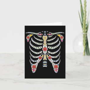Halloween Day Of Dead Skeleton Flowers Decorated Card