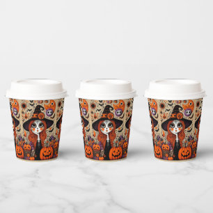 Halloween Day of the Dead Witch Paper Cups